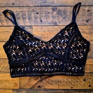 Kendall & Kylie Black Lace Crop Top